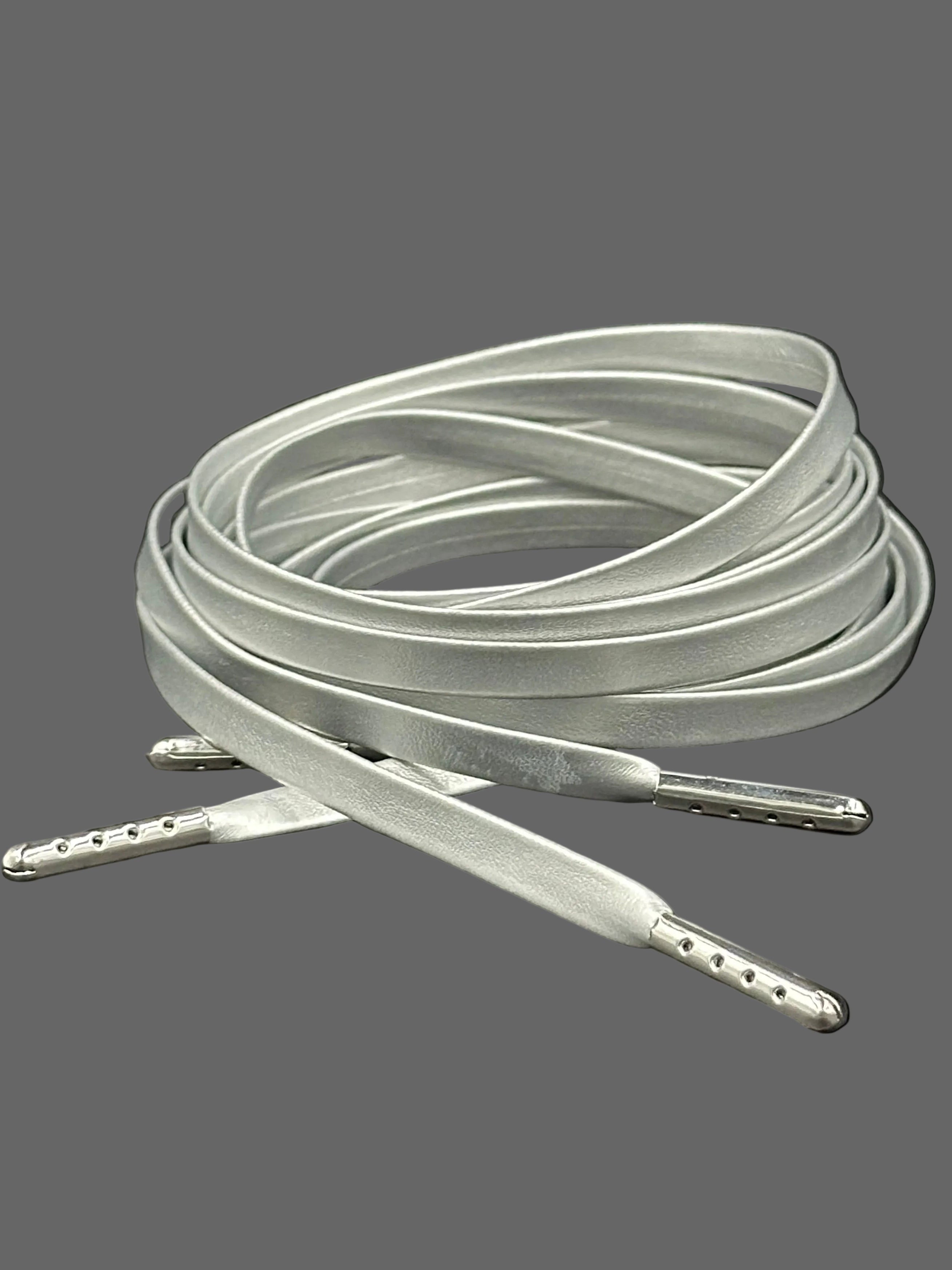 Silver Leather PU Laces