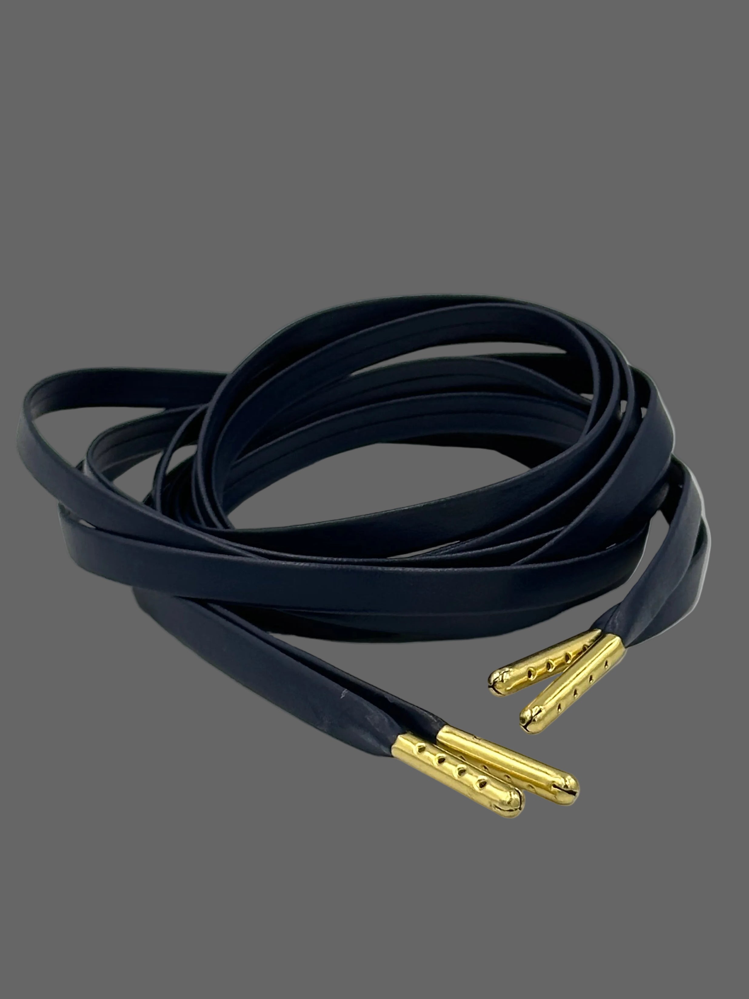 Navy Blue Leather PU Laces